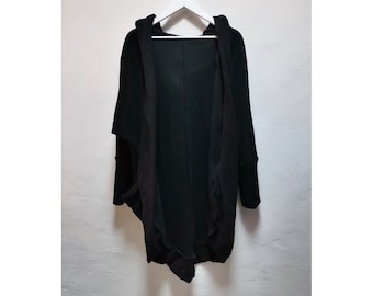 Hoody cardigan plain black jacket coat witchy pagan big cardi soft warm slouchy apparel overcoat gothic loose hooded jumper unisex tarot