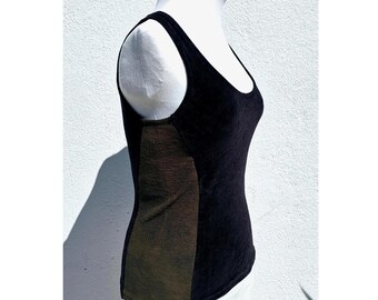 Princess seam vest top black brown green earthy vibes yoga handdye grunge minimalist alternative grounding festival vegan singlet dance vest