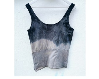 Ritual tank top ombre grey black hand dyed camisole vest singlet dance yoga colour healing eco pagan magic moon ethical sustainable natural