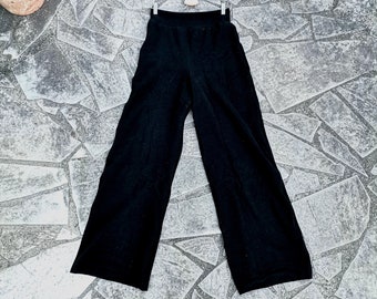 Pantaloni neri semplici, pile di lusso, campanelle larghe, hippie, yoga, gamba larga, boho, indumento ecologico, etico, sostenibile, caldo, elasticizzato, per feste, balli