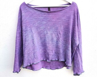 Slouchy jumper earthy lilac purple mauve pure cotton knit hippy layering garments boho baggy natural grounding top gaia earth care clothes