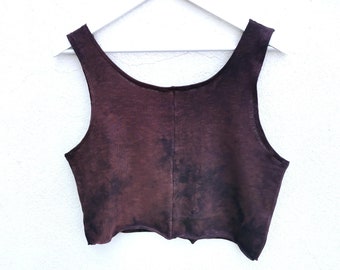 Cotton crop top pagan plum purple earthy vibes yoga handdyed grunge minimalist alternative ethical festival cropped vegan singlet dance vest