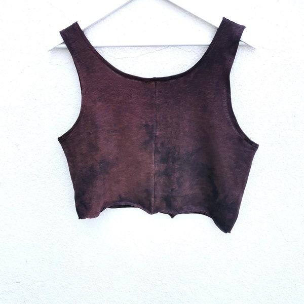 Coton crop top prune païenne violet terre vibes yoga teint à la main grunge minimaliste alternative festival éthique recadrée gilet de danse singulet végétalien