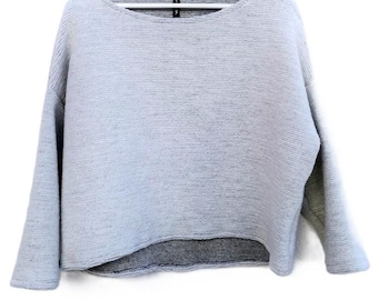 Light grey jumper wool blend lightweight slouchy loose fit classic bohemian style textured rib knit sweaters womens simple minimalist eco