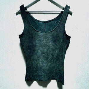 Grunge tank top womens earthy organic dark green bodice shirt singlets hand dyed alternative ethical raw dance eco boho luxe vegan clothes