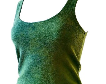 MTO moss green crop top natural yoga hand dyed grunge elf hippy style alternative ethical festival grounding vegan singlet vest organic mori