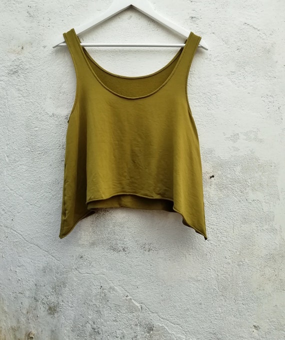 Crop swing vest top deep mustard yellow 