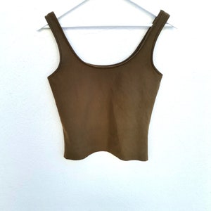 Dark mori long tank top earthy taupe khaki brown hand dyed natural grunge minimalist alternative grounding vegan singlet vest pagan shirt image 7