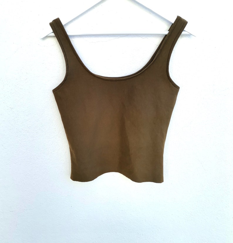 Dark mori long tank top earthy taupe khaki brown hand dyed natural grunge minimalist alternative grounding vegan singlet vest pagan shirt image 7