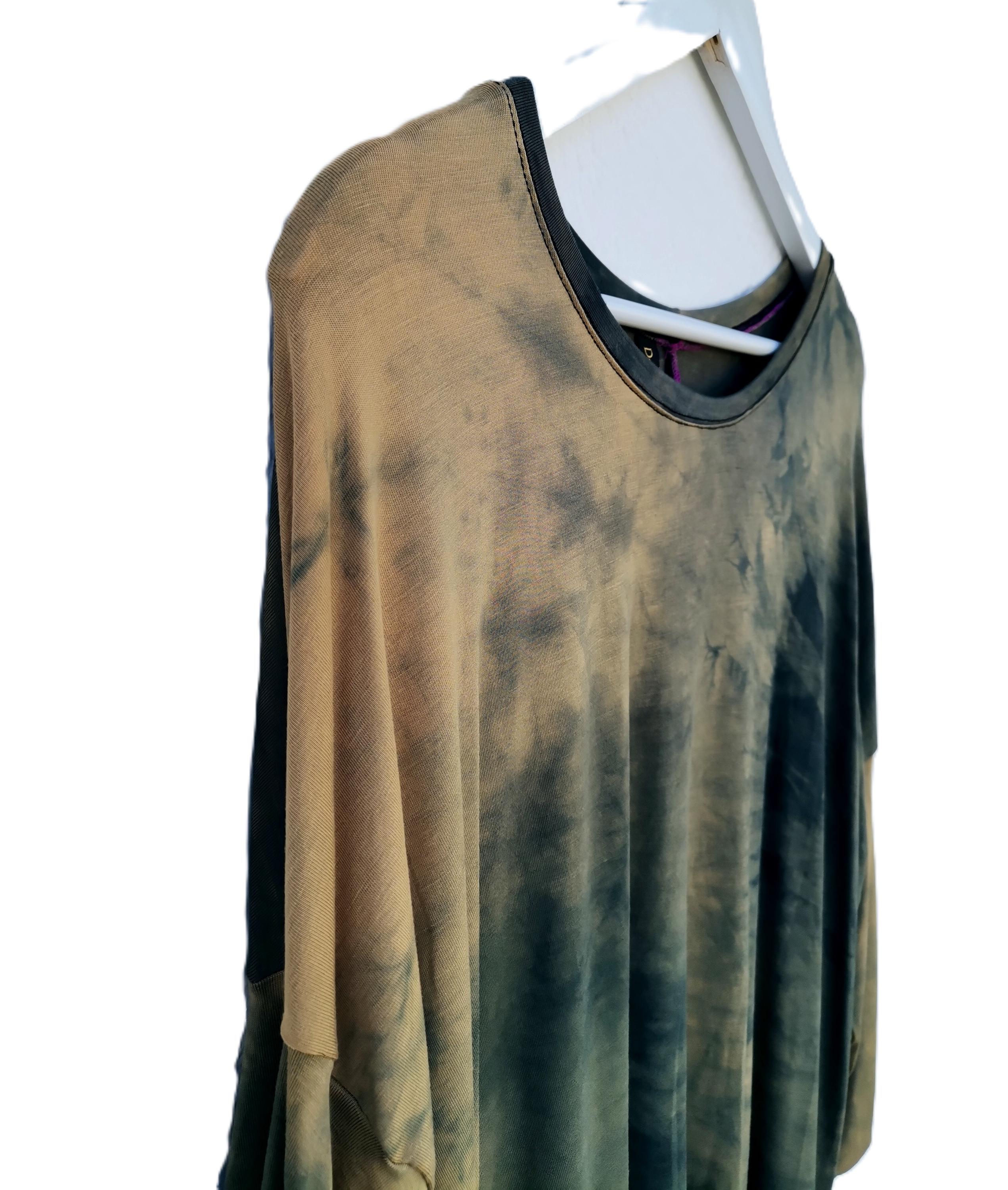 Earthy Tshirt Top Boxy Mottled Colours Grey Tan Loose Tee Natural ...