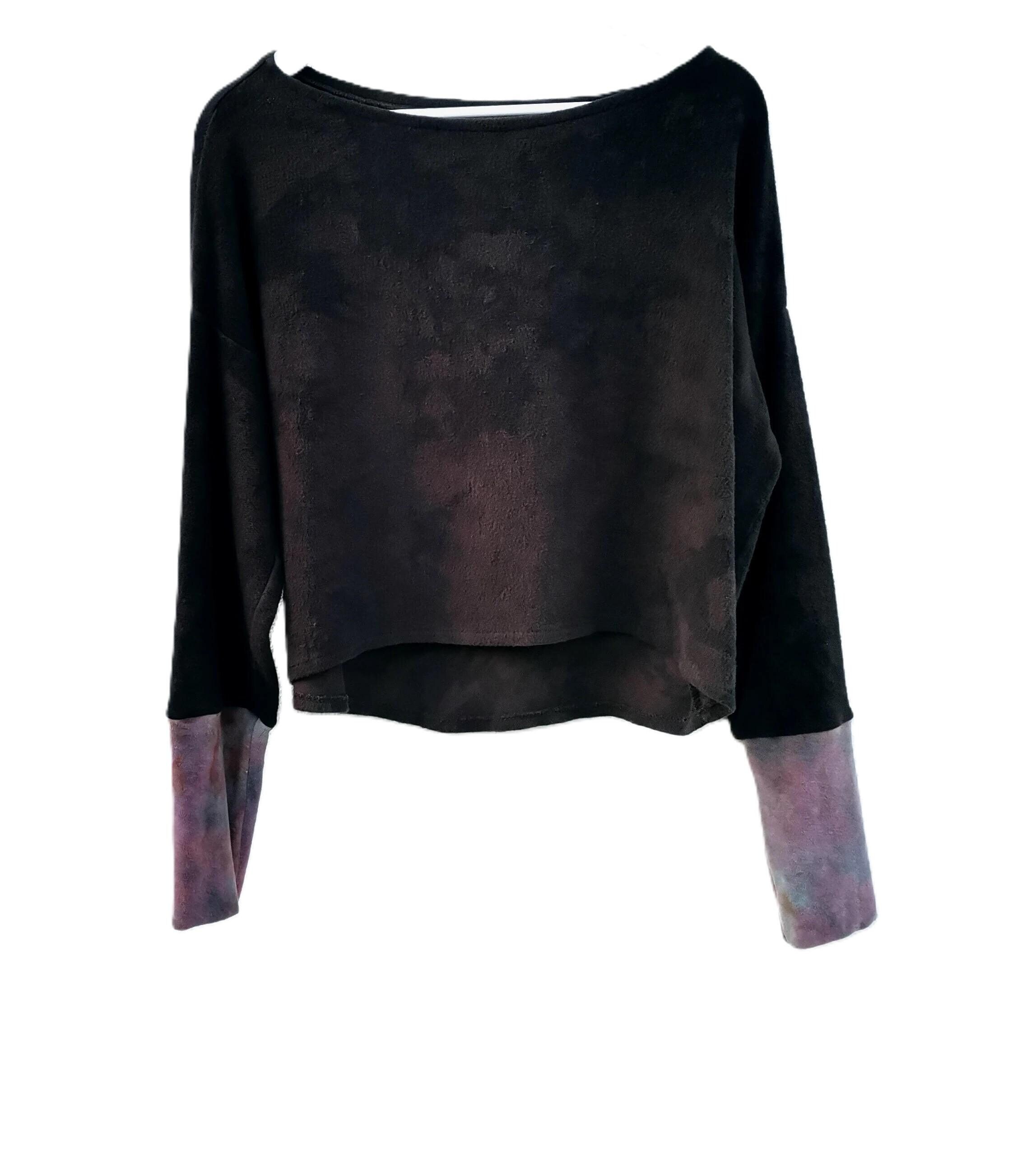 Loose Fit Jumper Casual Darkest Brown Mauve Velour Organic