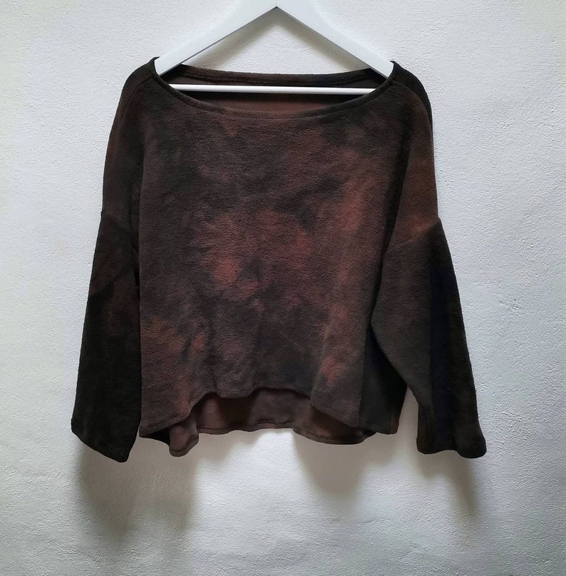 Slouchy jumper earthy brown or rust red organic cotton layering garments boho baggy loose tarot goddess moon wise healing tops forest mori Dark brown