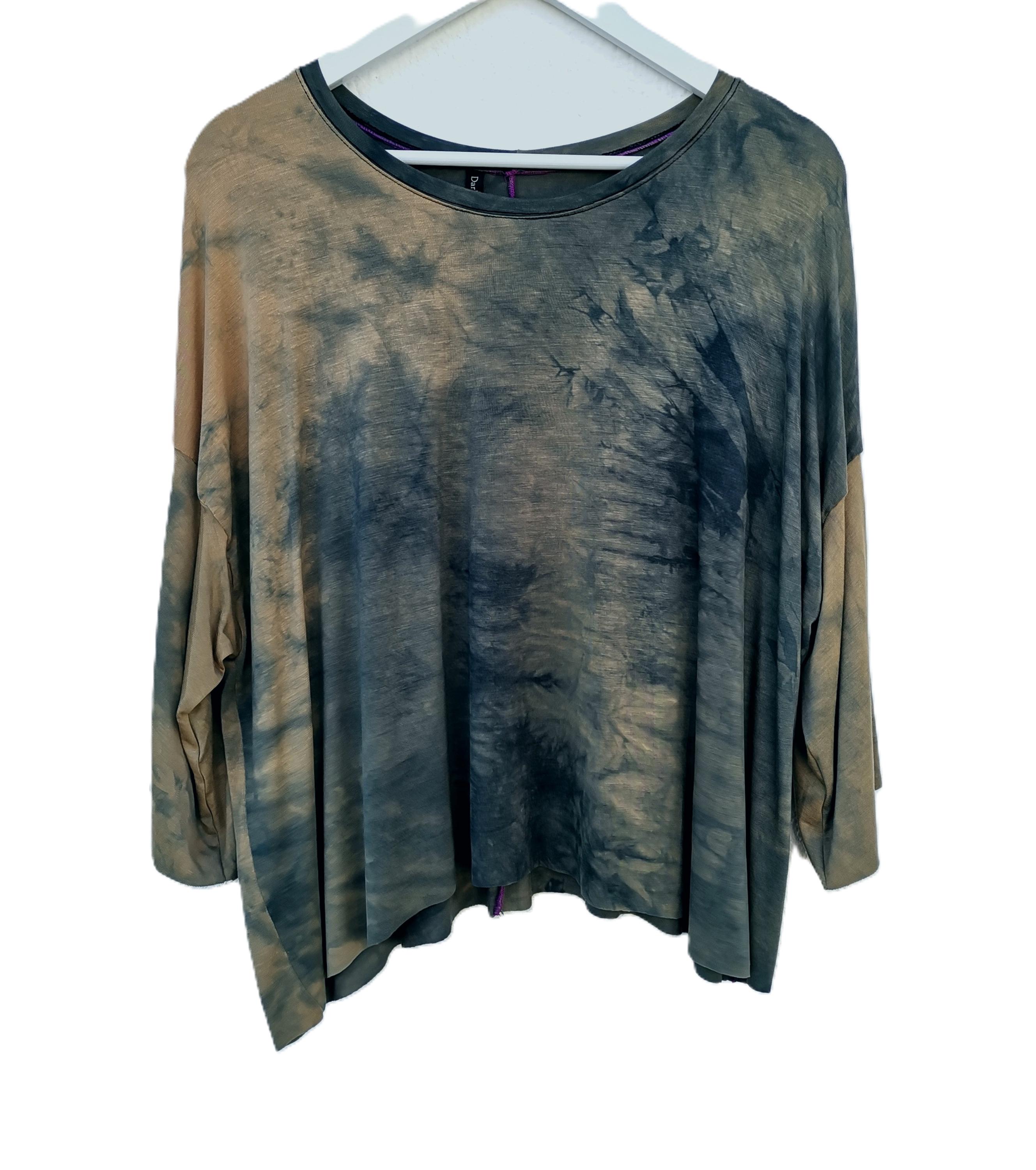 Earthy Tshirt Top Boxy Mottled Colours Grey Tan Loose Tee Natural ...
