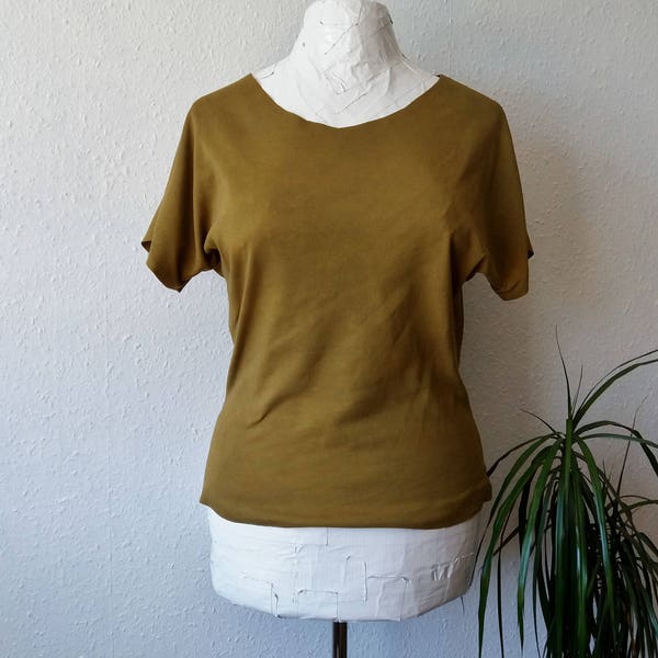 Hippie tshirt alternative boho eco natural dyes mustard yellow tunic earthy psy festival ethical vegan friendly environment dark mori brown