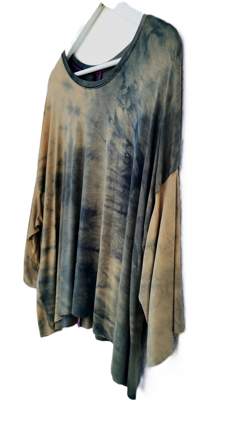 Earthy Tshirt Top Boxy Mottled Colours Grey Tan Loose Tee Natural ...