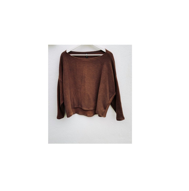 Slouchy jumper earthy brown or rust red organic cotton layering garments boho baggy loose tarot goddess moon wise healing tops forest mori image 1