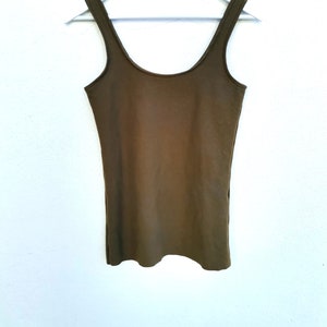 Dark mori long tank top earthy taupe khaki brown hand dyed natural grunge minimalist alternative grounding vegan singlet vest pagan shirt image 2