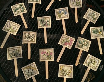 Hand stitched Herb Garden Labels