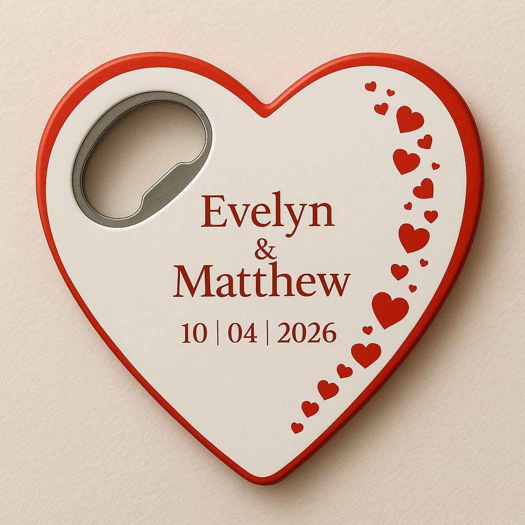 パーソナライズされたカスタムハート型ボトルオープナー
