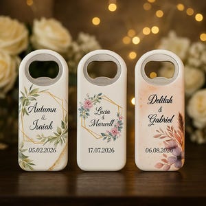 Personalisierter Magnet Flaschenöffner Hochzeitsbevorzugung, individuell gravierter Flaschenöffner, Hochzeitsandenken, Magnet Flaschenöffner in loser Schüttung, Hochzeitsgeschenk
