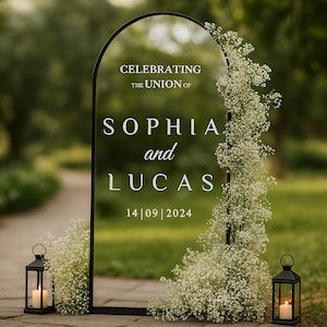 Personalized Wedding Welcome Sign for Mirror Acrylic or Cardboard | Custom Names Vinyl Decal | Ceremony Reception Entrance Decor