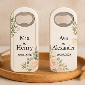 60 Stück personalisierter Magnet Flaschenöffner Hochzeitsbevorzugung, individuell gravierter Flaschenöffner, Magnet Flaschenöffner in loser Schüttung, Hochzeitsandenken