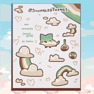 Feuille d'autocollants chat nuage de fierté aromatique !!