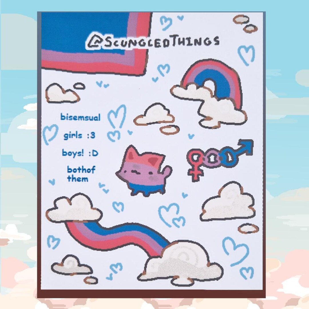 Bisexual Pride Cloud Cat Sticker Sheet !! - Etsy