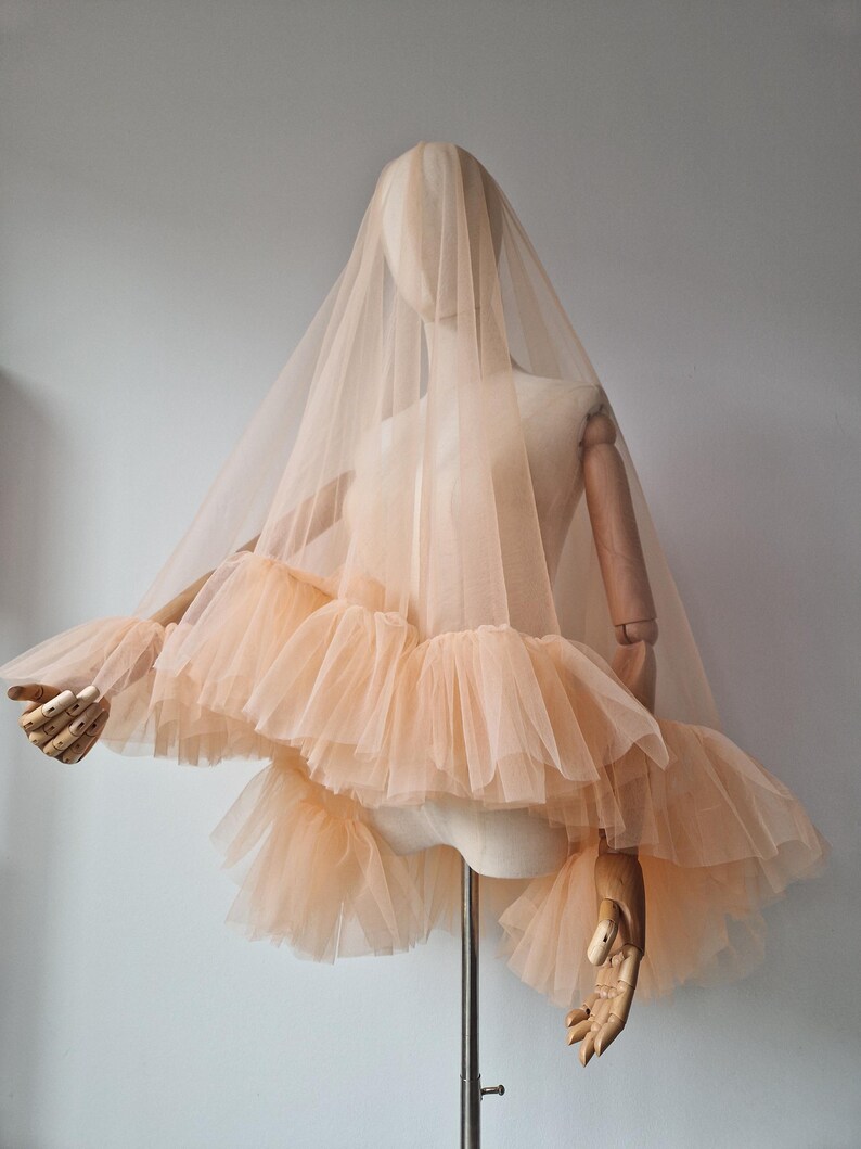 Peach Ruffle Veil - Etsy