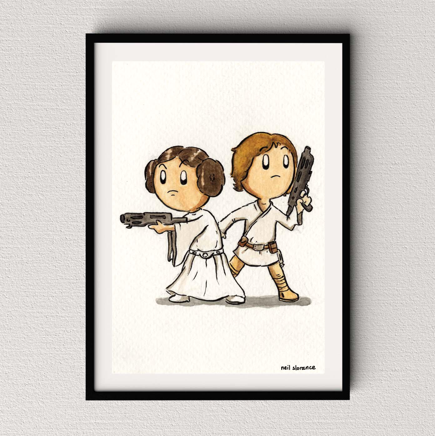 Luke and Leia - A4 Signed Print. - Etsy