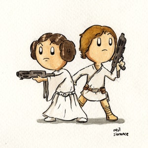 Luke and Leia - A4 Signed Print.