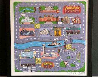 Glasgow 'Play Mat' Limited Edition Signed Poster Print by Neil Slorance