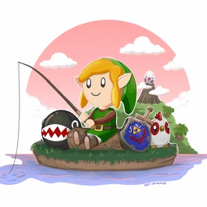 Link's Awakening limitierte signierte Zelda Grafik