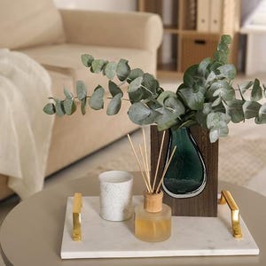 Dark Brown Paulownia Wood Vase with Glass Insert – Rustic Centerpiece Home Decor image 4