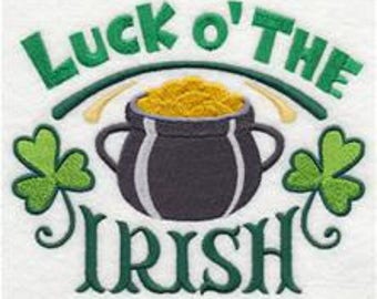 St Patricks Day Luck O' The Irish White Cotton Kitchen Tea Towel