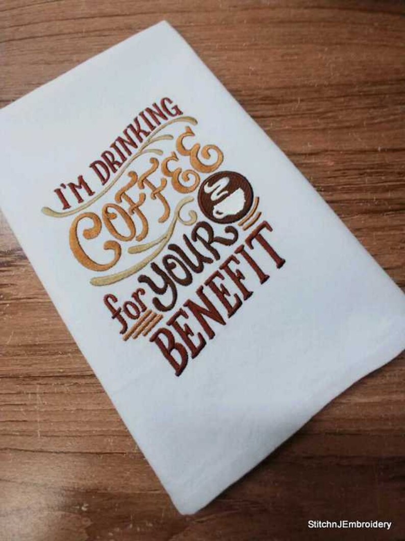 I'm Drinking Coffee for Your Benefit White Cotton Kitchen Tea Towel Etsy