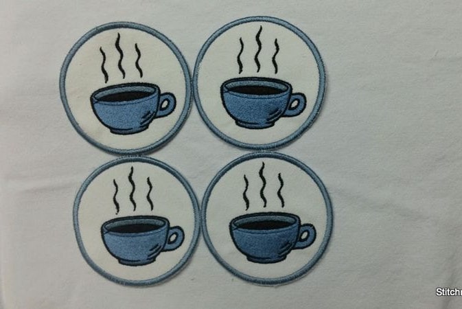Embroidered COFFEE CUP COASTERS-set of 4