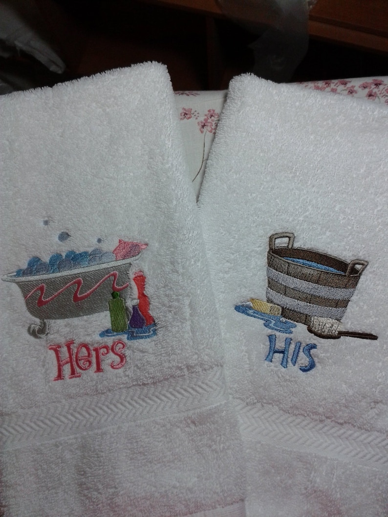 His and Hers Embroidered Hand Towel Set Etsy