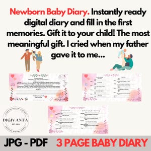 Newborn Baby Diary, Baby Journal, Baby Album, First Memories, Baby Notes, Gift for Kids