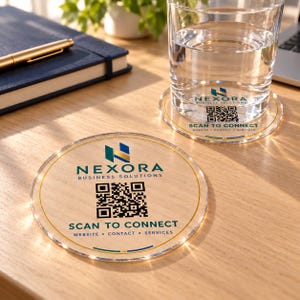 Spersonalizowana podstawka z kodem QR, przezroczyste podkładki akrylowe z niestandardowym logo, branding firmowy, menu restauracyjne, prezenty hotelowe i korporacyjne