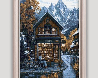 Une rue en automne dans les montagnes – Modèle de point de croix (téléchargement PDF, Pattern Keeper + SVG)