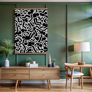 Haring Art Tapestry, Modern treet Art,Wall Decor, Large Size,Dancing Man Tapestry, Living Room Tapestry,Colorful Cartoon tapestry,