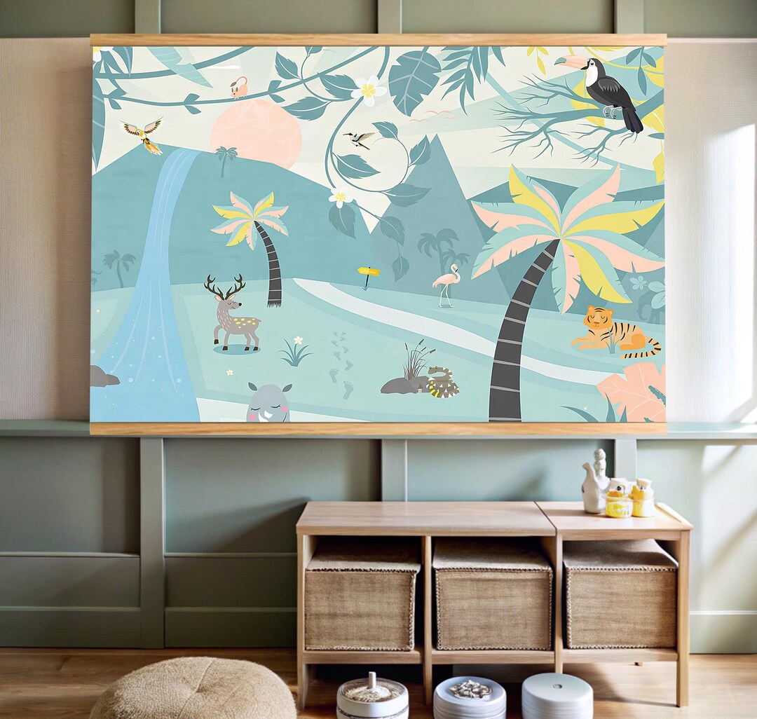 World Map Animals Tapestry, Kids Playroom Wall Art, Nursery Decor - Etsy