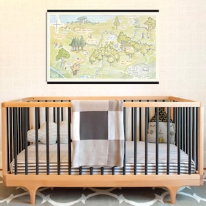 Carte de Winnie l'ourson, tapisserie de carte, tapisserie de carte en bois de 100 acres, décoration murale de Winnie l'ourson, décoration murale d'ourson, art mural Winnie l'ourson, ourson