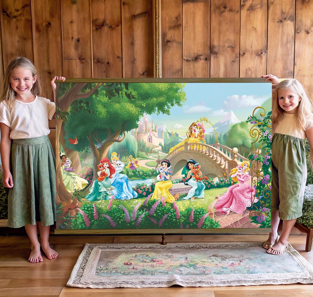 Princesses Tapestry,all Princesses Wall Art for Kids Room, Princess ...