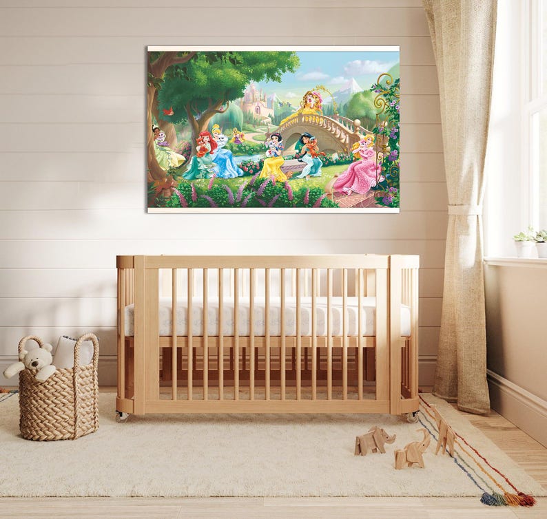 Princesses Tapestry,all Princesses Wall Art for Kids Room, Princess ...
