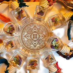 Potion Bottle Diffuser. With Crystal Charm and Flower Petals.
