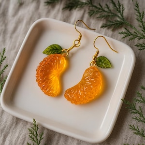 Orange Slice Earrings – Handmade Fruit Jewelry for Women, Summer Y2K Style Dangle Earrings