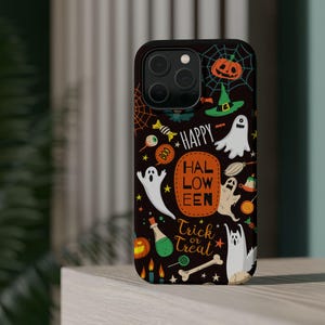 Spooky Halloween Phone Case: Ghosts, Bats & Pumpkins Design