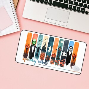 Spooky Vibes Halloween Mouse Pad Vintage Monsters Pumpkins and Ghosts Design  Perfect for Desk Decor Halloween Lovers